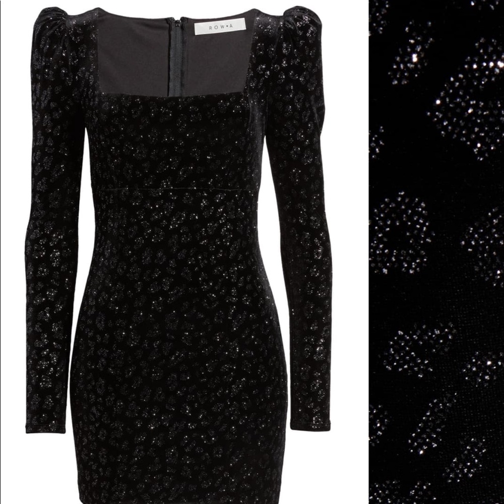 Row A Velvet Square Neck Minidress